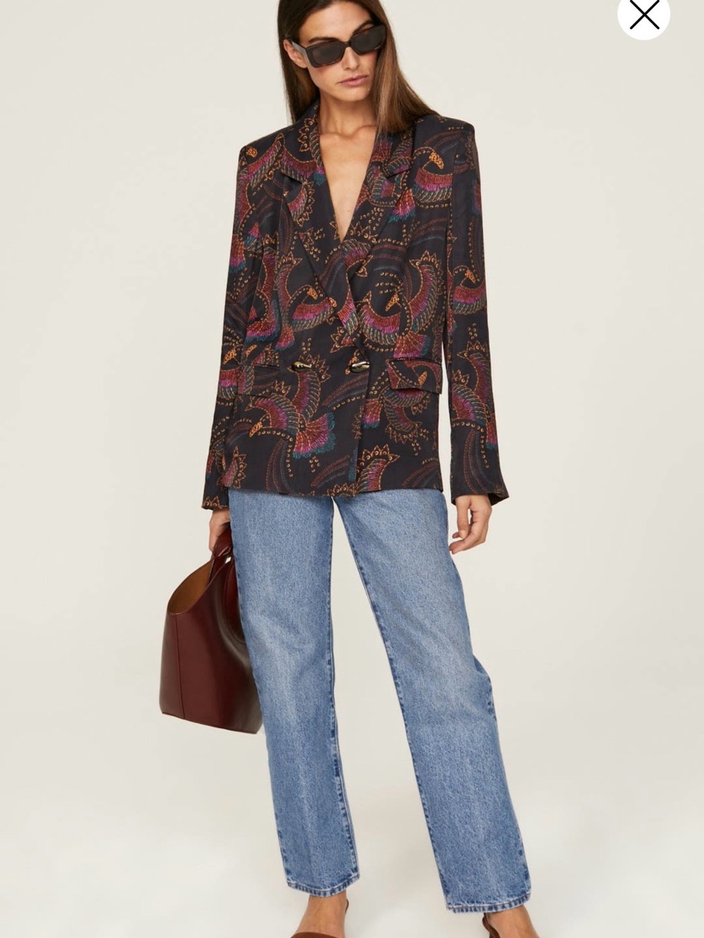 NWOT FARM RIO Navy Multicolor Printed Blazer